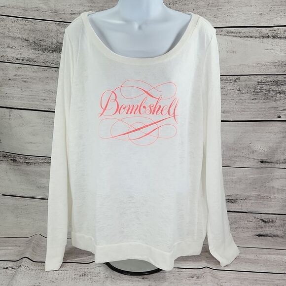 🔸️NWT Victoria's Secret Cream "Bombshell" Burnout Long Sleeve Sweater XLarge - Picture 4 of 12